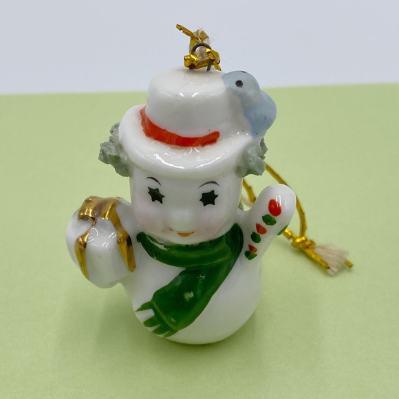 Vintage Mini Bone China Starry Eye Christmas Snowman Figurines - Picture 5 of 15